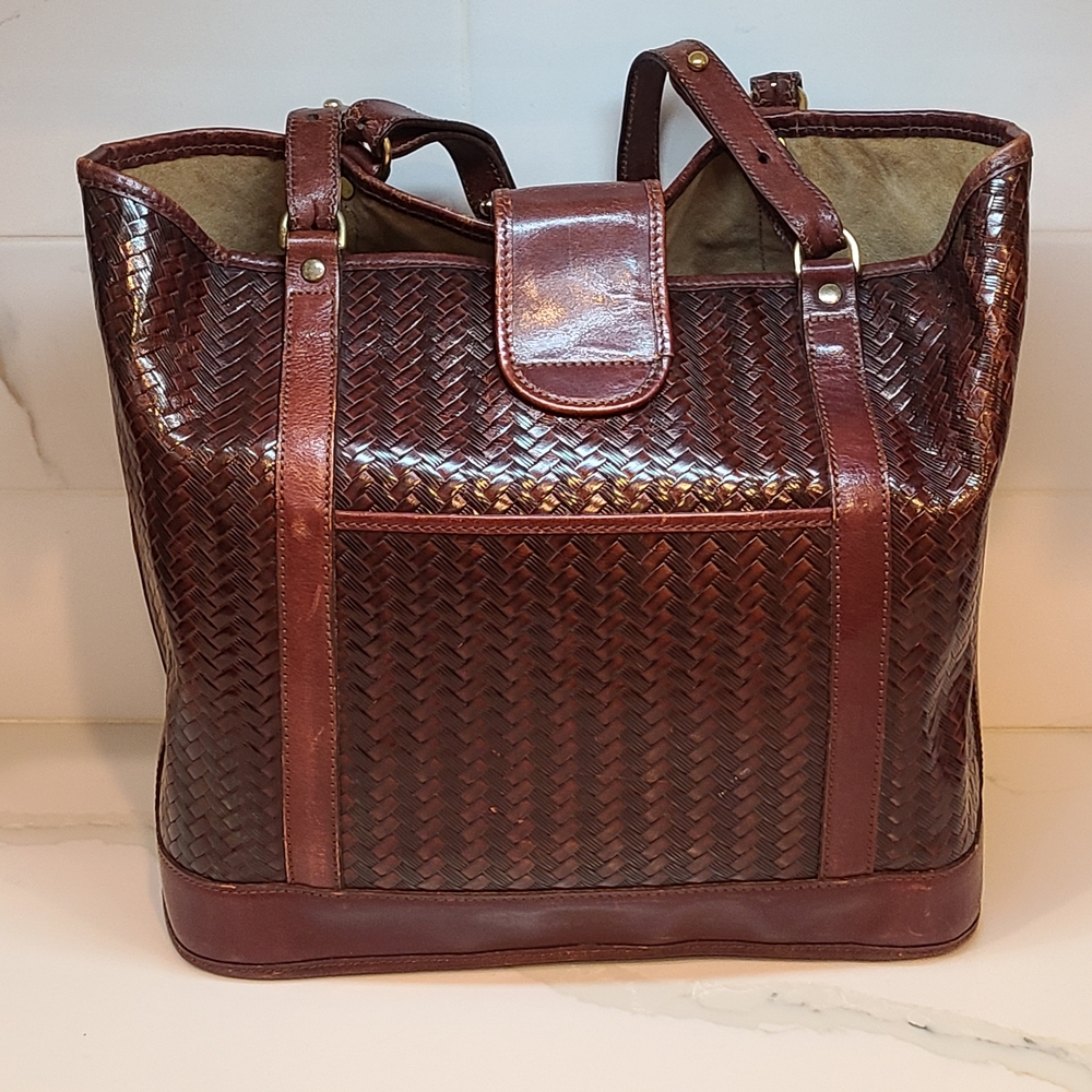Brahmin Vintage Dark Brown Leather Tote - Picture 5 of 13